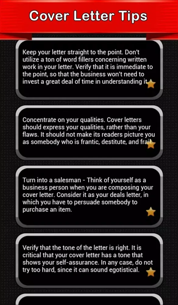 Capturas de pantalla de Cover Letter Tips