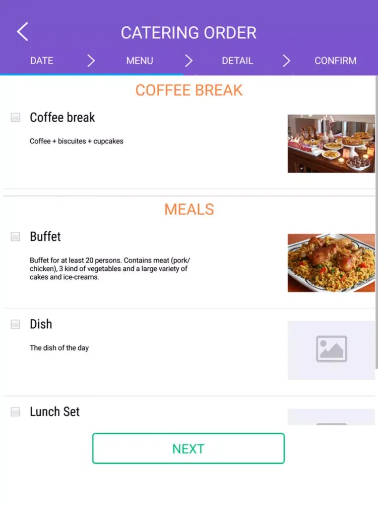 Tangkapan skrin Food Order Covestro Thailand iPad 