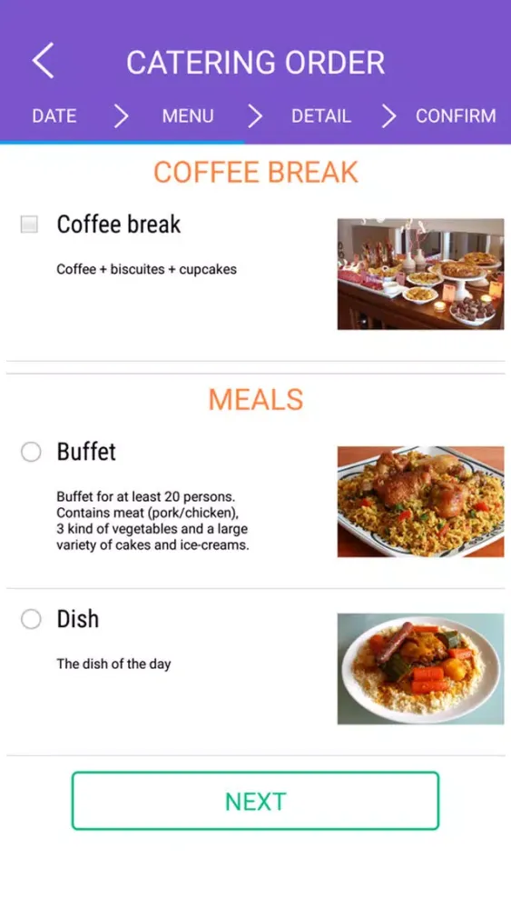 Tangkapan skrin Food Order Covestro Thailand