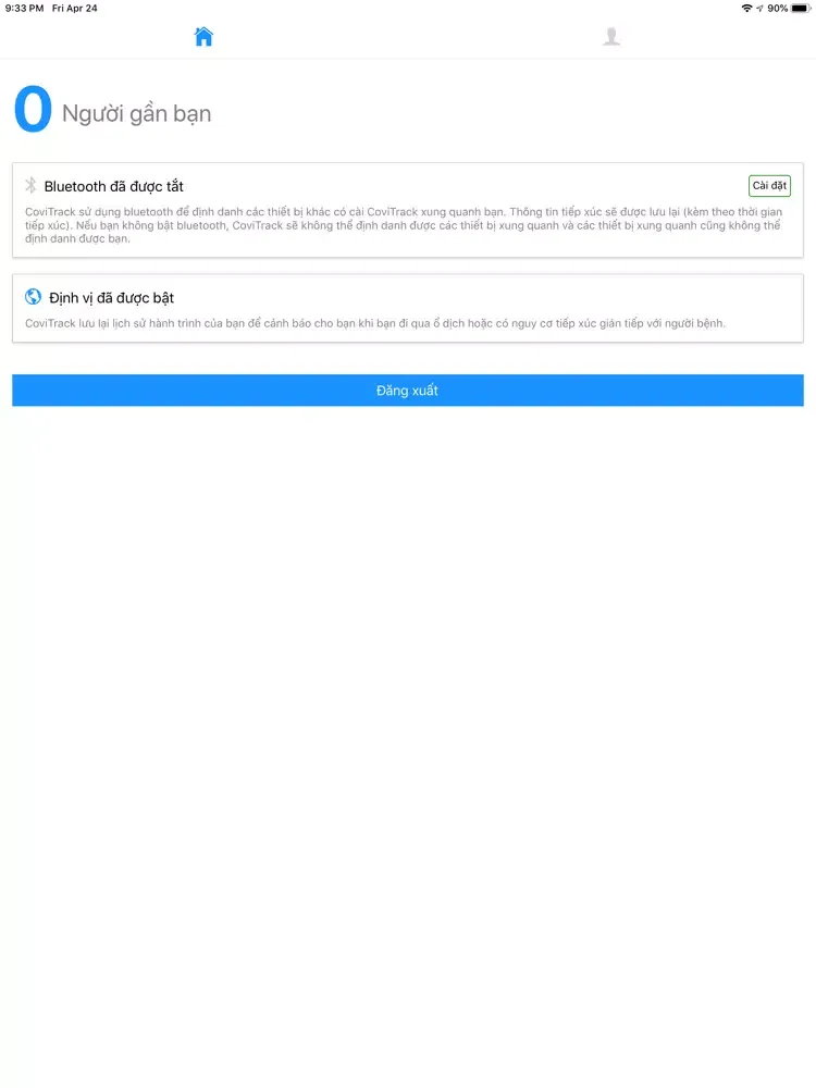 Cảnh báo tiếp xúc - CoviTrack iPad  স্ক্রিনশট
