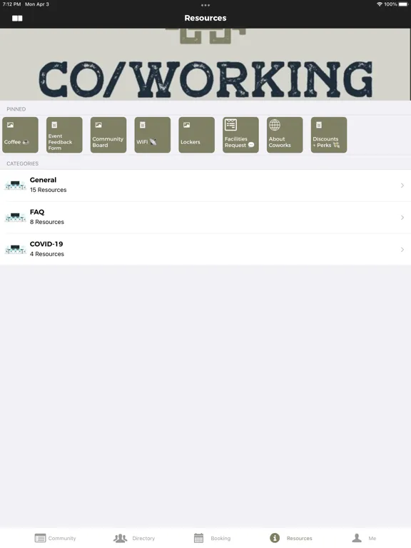 Tangkapan skrin Coworking Kalamazoo iPad 