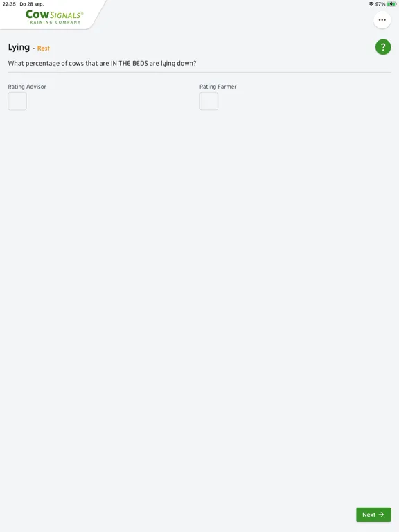 CowSignals® Welness Assessment iPad  Screenshots
