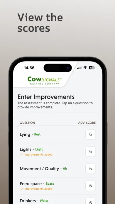 CowSignals® Welness Assessment Screenshots