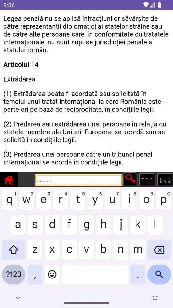 Ảnh chụp màn hình của Codul Penal al României