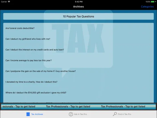 ASK A TAX PREPARER iPad 應用截圖