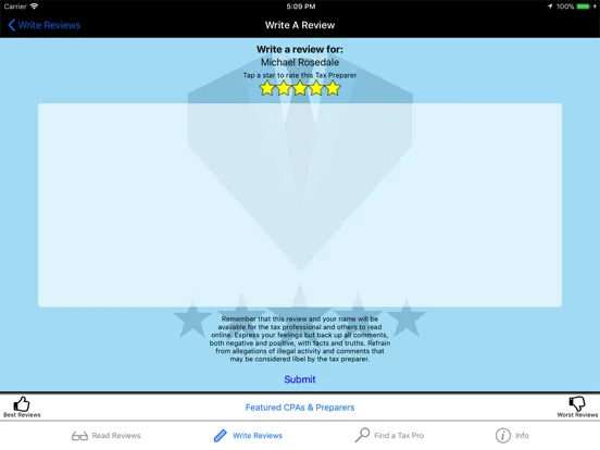 Capturas de tela do Review My CPA & Tax Preparer iPad 