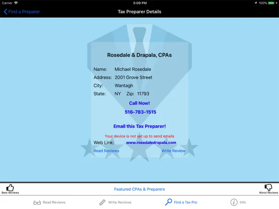 Capturas de tela do Review My CPA & Tax Preparer iPad 