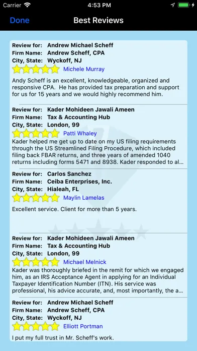 Capturas de tela do Review My CPA & Tax Preparer
