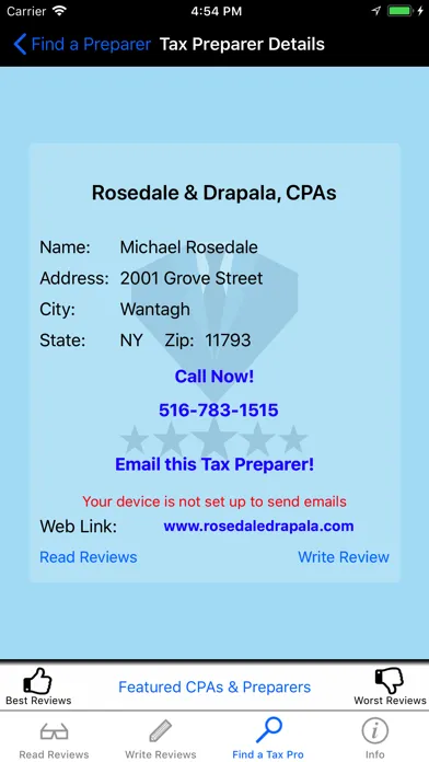 Capturas de tela do Review My CPA & Tax Preparer