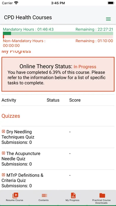Captures d'écran de CPD HC - Online Theory