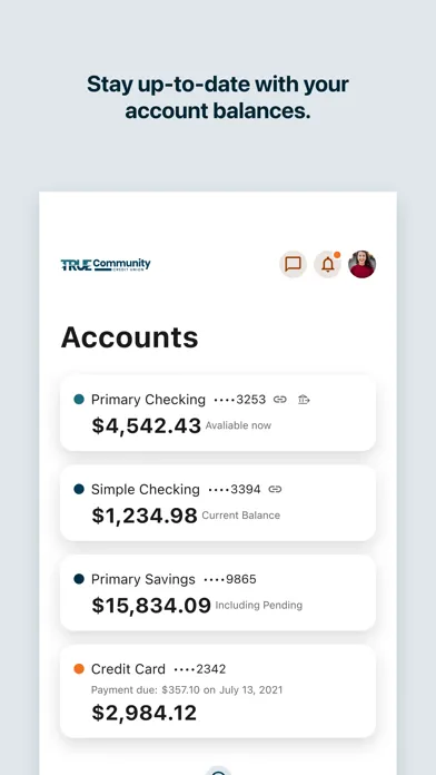 TRUE Community Digital Banking سکرین شاٹس