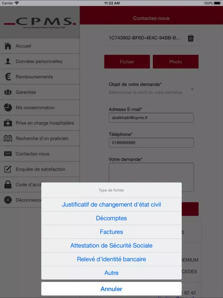 Screenshot di CPMS - Espace Adhérent iPad 