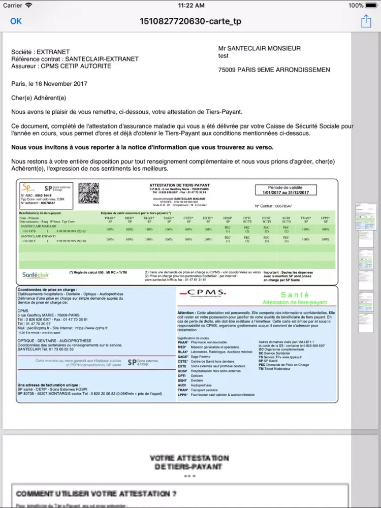 Screenshot di CPMS - Espace Adhérent iPad 