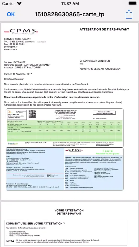 Screenshot di CPMS - Espace Adhérent