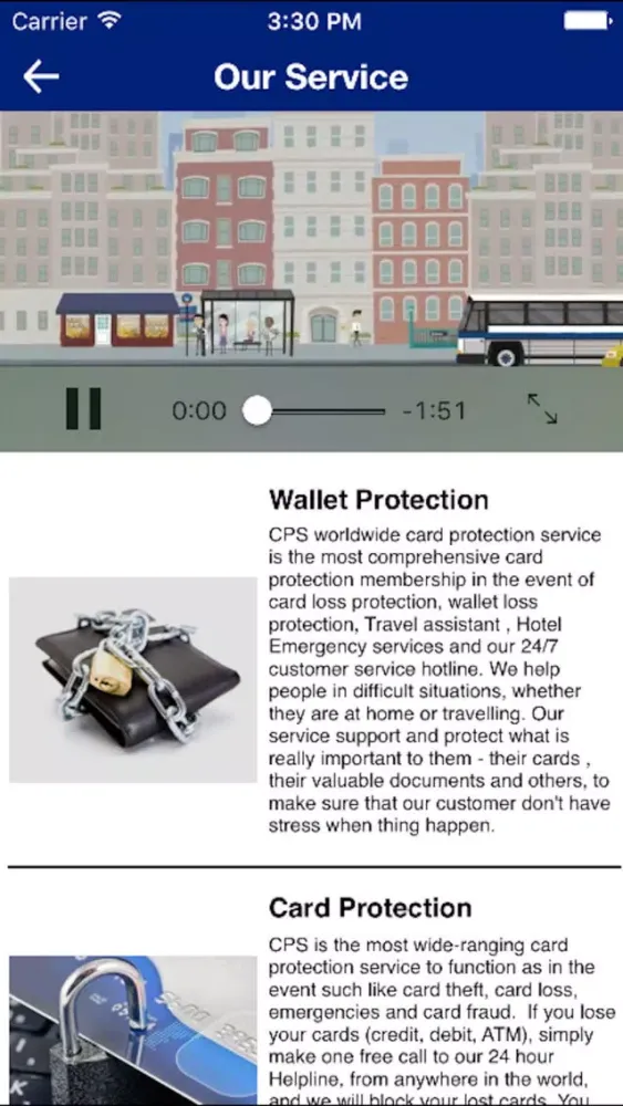 Card Protection Service Screenshots