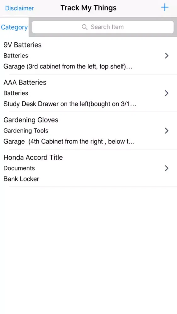Screenshot di Personal Inventory Tracker