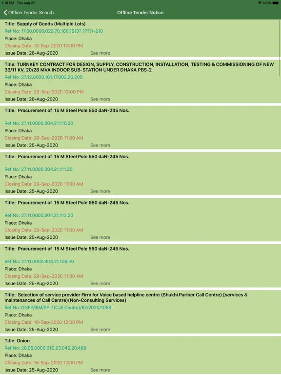 Public Procurement iPad  Screenshots