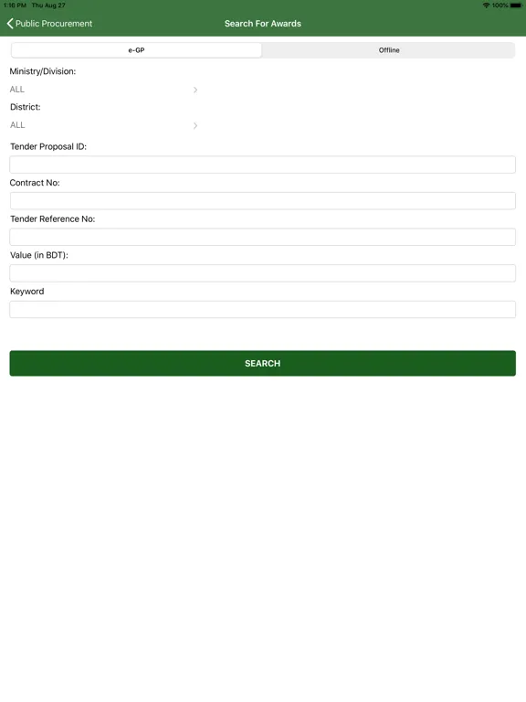 Public Procurement iPad  Screenshots