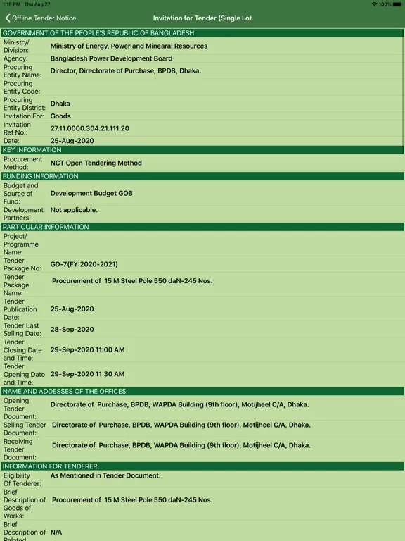 Public Procurement iPad  Screenshots