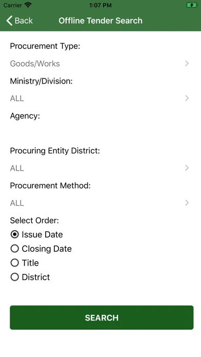 Public Procurement Screenshots