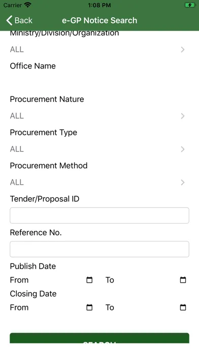 Public Procurement Screenshots