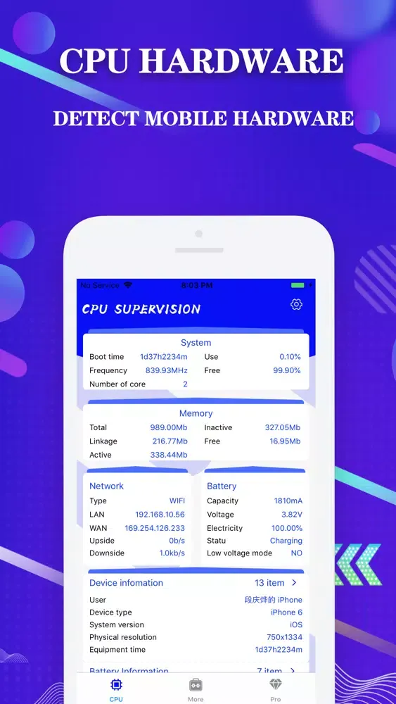 Ảnh chụp màn hình của CPU hardware manager