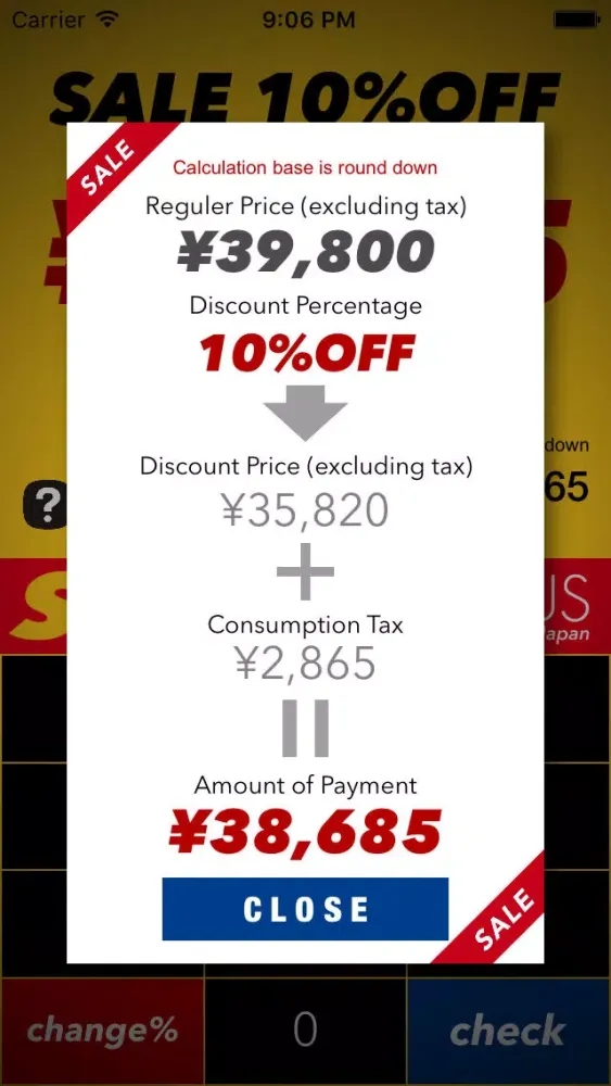 Sale & Tax Plus JP - Useful for discount sale! Simple Calc in Japan shopping Screenshots
