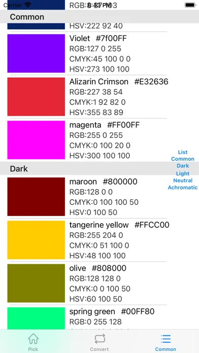 Color Tools - RGB, CMYK, HSV スクリーンショット