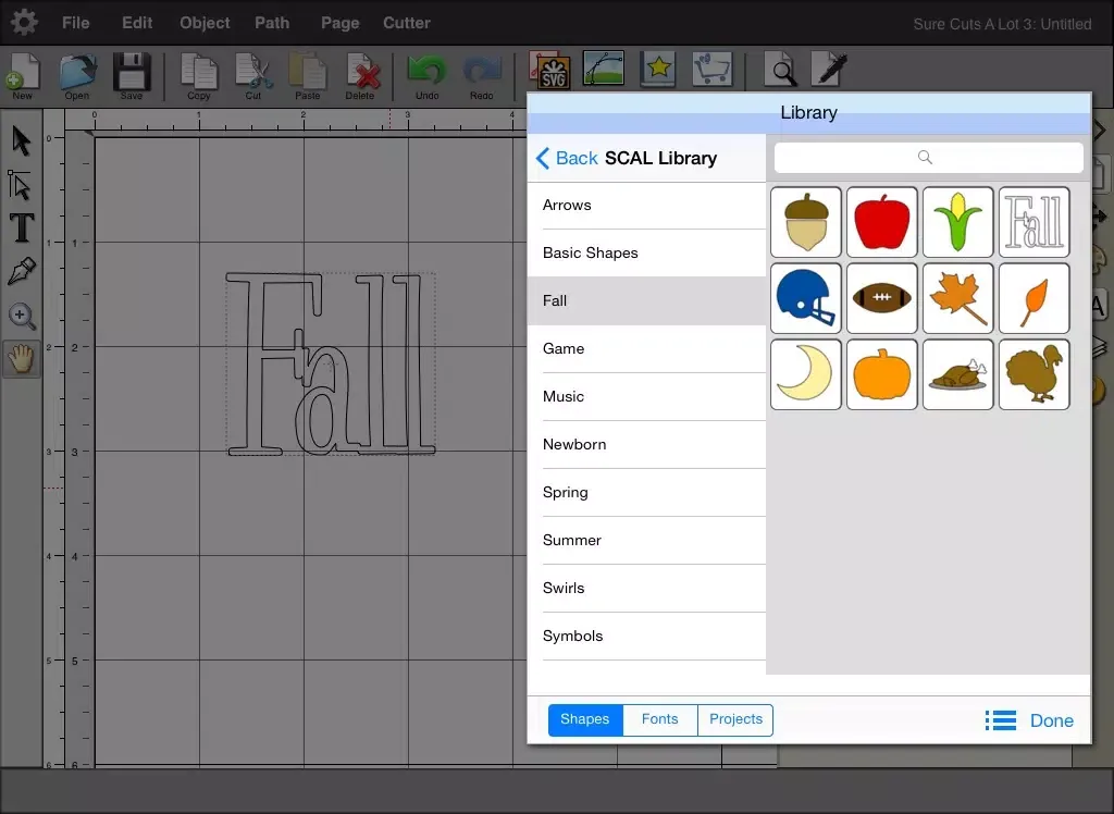 Capturas de tela do Sizzix eCAL iPad 