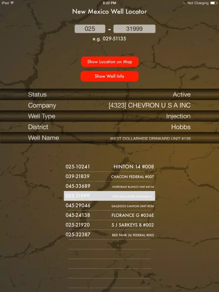 Screenshot di New Mexico Oil and Gas Well Locator iPad 
