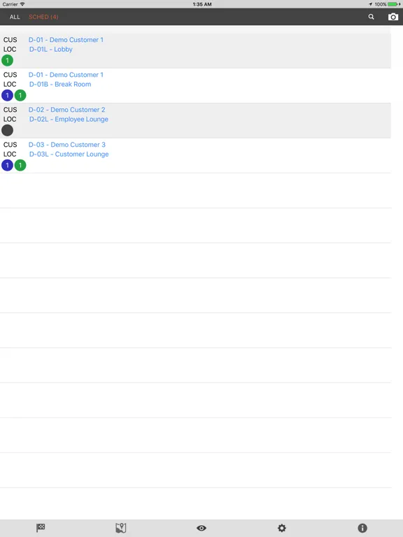 Tangkapan layar Route Driver iPad 