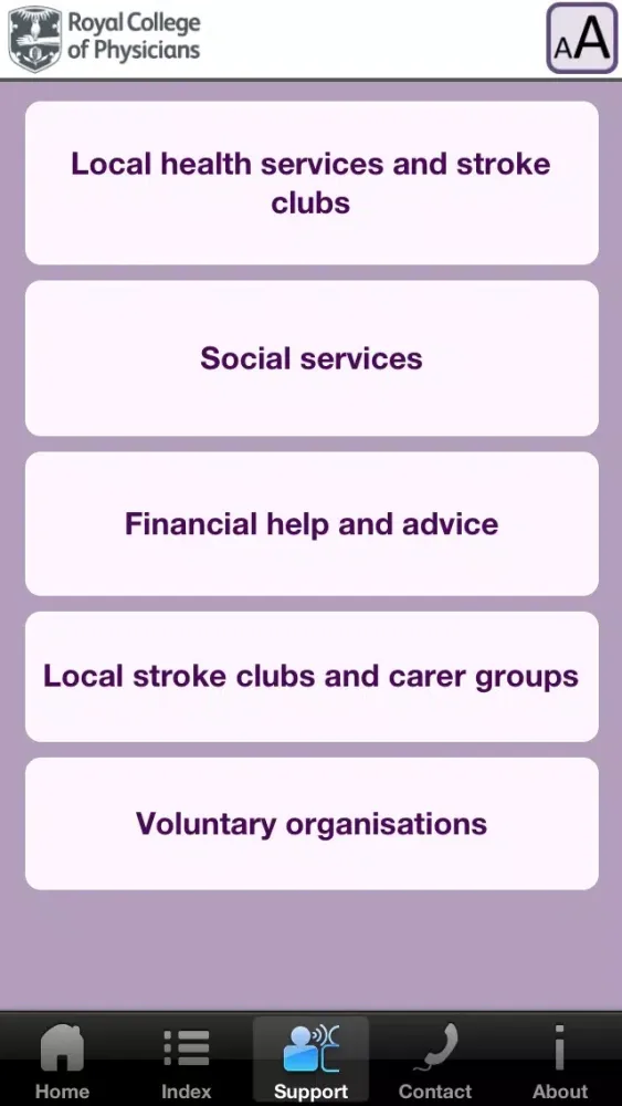 Capturas de tela do RCP Stroke Guideline 2012 – Patient and Carer
