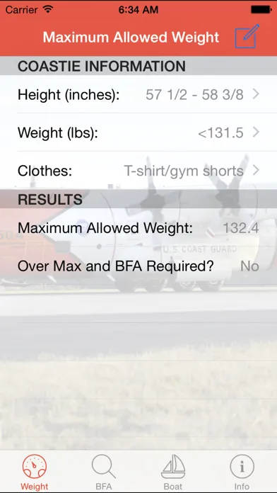 Скриншоты Coast Guard Fitness Calculator
