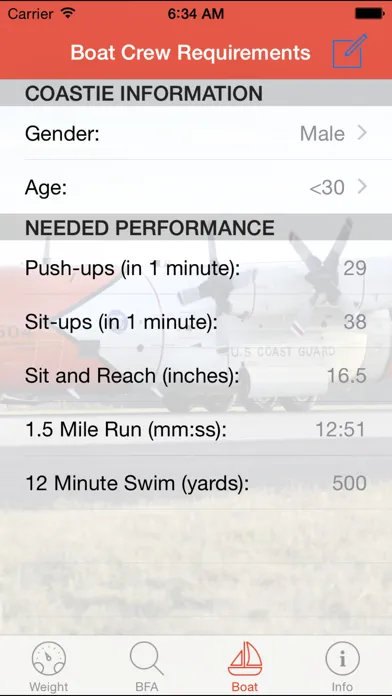 Скриншоты Coast Guard Fitness Calculator