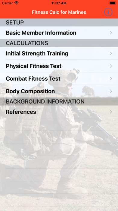 Tangkapan layar Fitness Calc for Marines