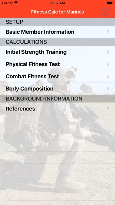 Fitness Calc for Marines 스크린샷