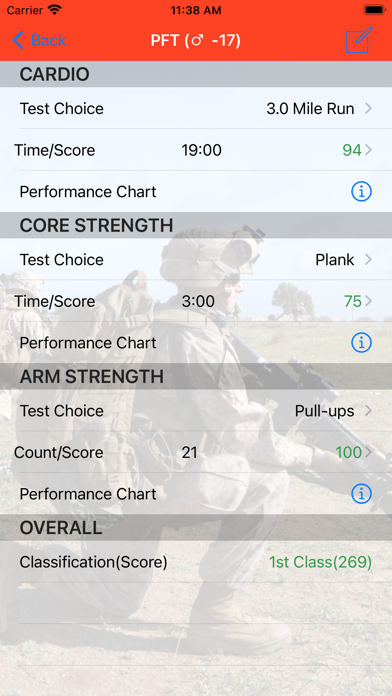 Tangkapan layar Fitness Calc for Marines