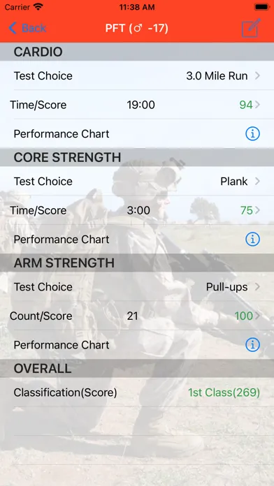 Fitness Calc for Marines 스크린샷