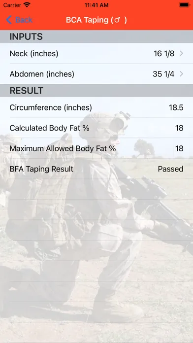 Fitness Calc for Marines 스크린샷