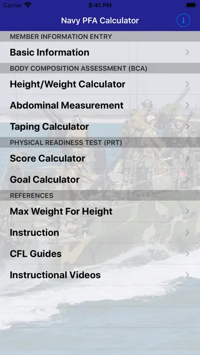 Navy PFA Calc سکرین شاٹس