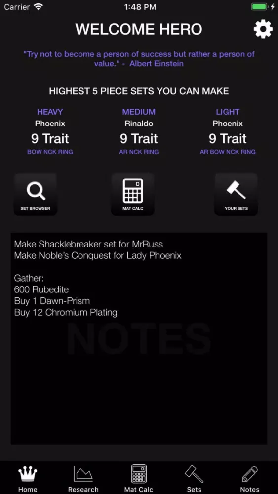 Ảnh chụp màn hình của Research Tracker Lite for ESO
