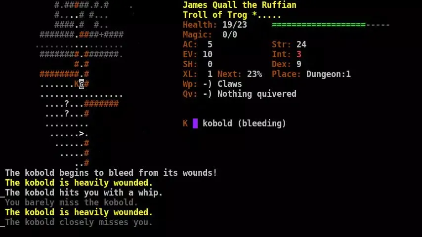 Tangkapan skrin Dungeon Crawl:SS (ASCII)