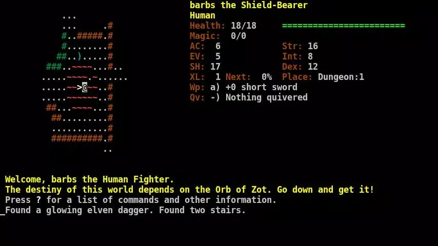 Tangkapan skrin Dungeon Crawl:SS (ASCII)