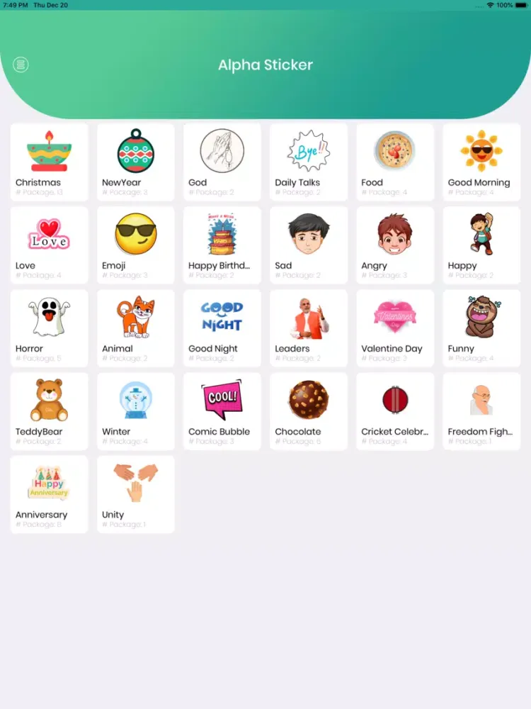 Zrzuty ekranu Alpha Stickers for WhatsApp iPad 