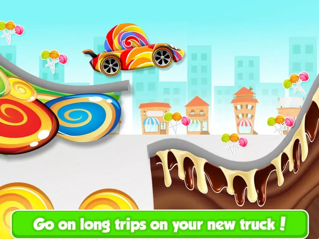 Ảnh chụp màn hình của Chocolate Candy Car Racing - Kids Xtreme 4wd Rally on Hillbilly Candy Land Factory iPad 