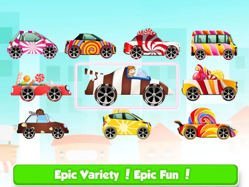 Ảnh chụp màn hình của Chocolate Candy Car Racing - Kids Xtreme 4wd Rally on Hillbilly Candy Land Factory iPad 