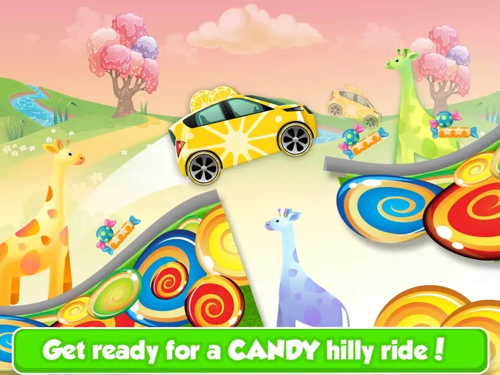 Ảnh chụp màn hình của Chocolate Candy Car Racing - Kids Xtreme 4wd Rally on Hillbilly Candy Land Factory iPad 