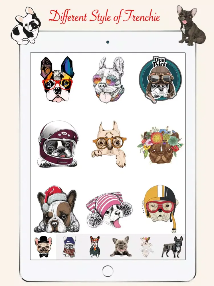 French Bulldog Emoji Stickers iPad  Ekran Görüntüleri