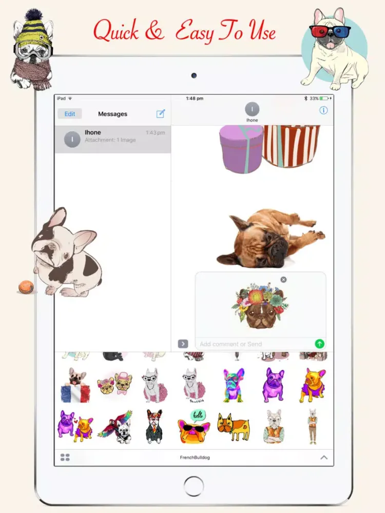 French Bulldog Emoji Stickers iPad  Ekran Görüntüleri