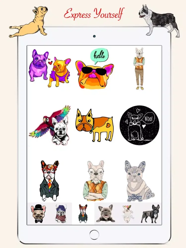 French Bulldog Emoji Stickers iPad  Ekran Görüntüleri